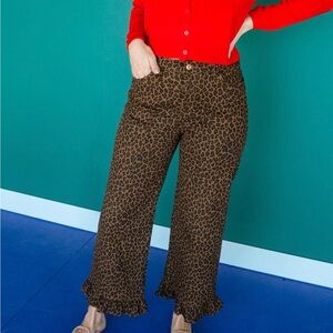 Entro Brown Leopard Wide Leg Pants
